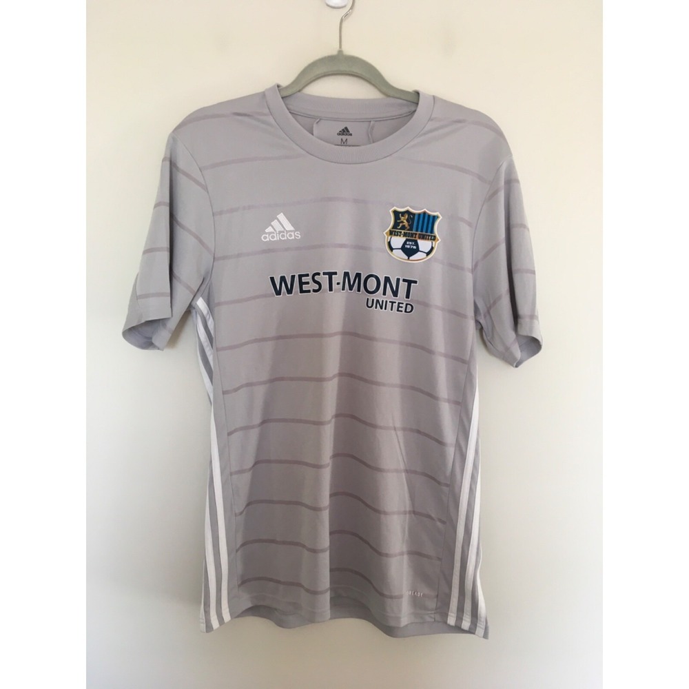 Adidas Mens Sz M West Mont United Gray AreoReady Short Sleeve Soccer Jersey